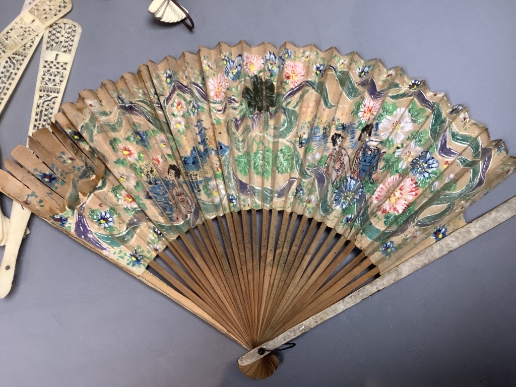 Three fans including a brise fan